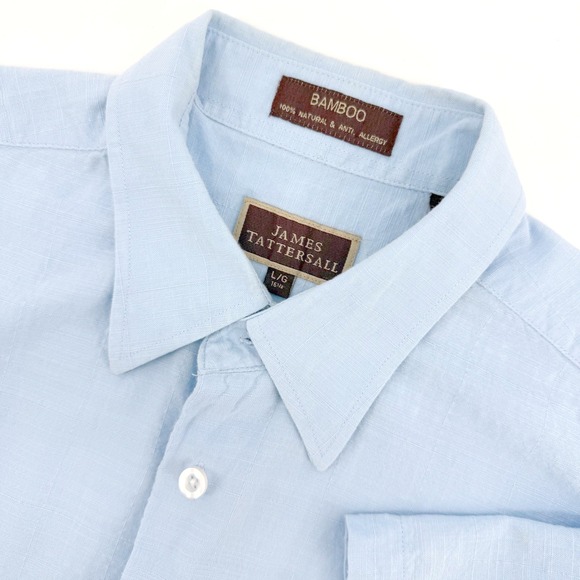 James Tattersall Other - James Tattersall Bamboo Shirt Mens Large Blue Short Sleeve Grid Lightweight Cool